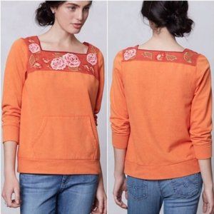 Anthropologie Lilka Rosy Embroidered Sweatshirt